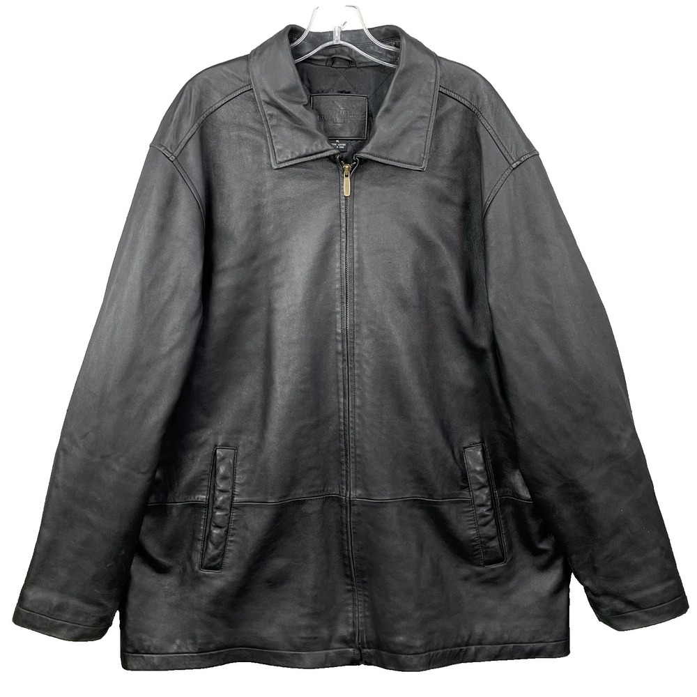 Knightsbridge 100% Leather Jacket Mens XL Minimalist Moto Biker Workwear Y2K 90s